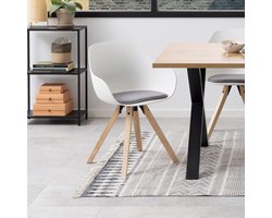 Sohome Eetkamerstoel / kuipstoel - set van 2 - Stony - met armleuning - Wit / Eiken