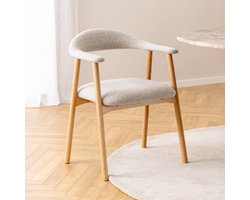Sohome Eetkamerstoel - set van 2 - Karna - Eikenhout en bouclé - Beige