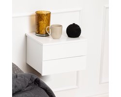 Sohome Hangend Nachtkastje Nickelous - Met 2 lades - Wit
