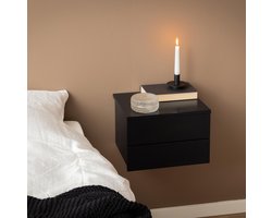 Sohome Hangend Nachtkastje Nickelous - Met 2 lades - Zwart