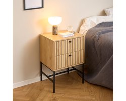 Sohome Nachtkastje Dashon Eikenlook, Met 2 laden - Naturel