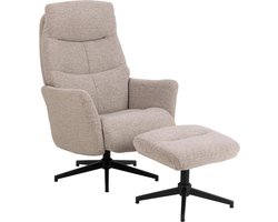 Sohome Relaxfauteuil Sinan - Met voetenbank - Bouclé - Beige