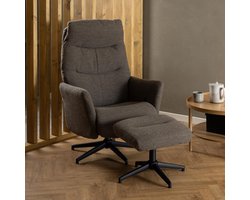 Sohome Relaxfauteuil Sinan - Met voetenbank - Bouclé - Taupe