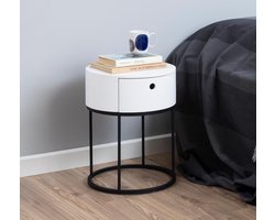 Sohome Rond Nachtkastje Adelaide - met lade - Wit