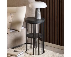 Sohome Rond Nachtkastje Susane Marmerlook, 35cm - Zwart