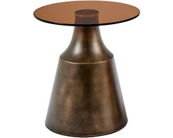 Sohome Ronde Bijzettafel Tymon Glas en brons staal, 45cm - Bruin