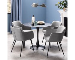 Sohome Ronde Eettafel / Bistrotafel Dinna - Keramiek met marmerlook - 90cm - Zwart