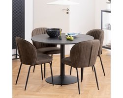 Sohome Ronde Eettafel Eboney - Marmerprint - Ø110cm - Zwart