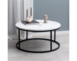 Sohome Ronde Salontafel Margalit 80cm Marmerlook - wit