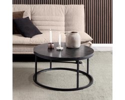 Sohome Ronde Salontafel Margalit - 80cm Marmerlook - zwart