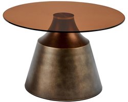 Sohome Ronde Salontafel Tymon Glas en brons staal, 70cm - Bruin
