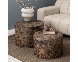 Sohome Salontafel Dinorah - Marmerlook - Set van 2 stuks - Bruin
