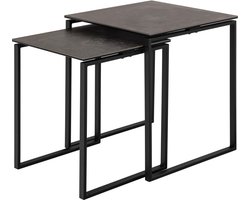 Sohome Salontafel Matalie Keramiek, Set van 2 stuks - Zwart - Vierkant
