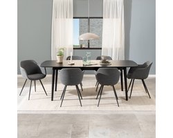 Sohome Uitschuifbare Eettafel Demetruis - Eiken 180-219 x 90cm - zwart