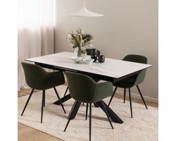 Sohome Uitschuifbare Eettafel Samona - Keramiek - 168/210 x 90cm - Wit