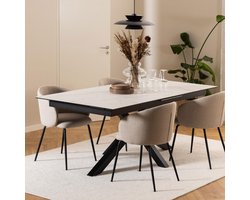 Sohome Uitschuifbare Eettafel Samona - Keramiek - 200/240 x 100cm - Wit