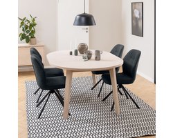 Sohome Uitschuifbare Ronde Eettafel Korry - Eiken whitewash - 120-220 x 120cm