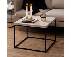 Sohome Vierkante Salontafel Kathy Travertine-look, 60 x 60cm - Beige