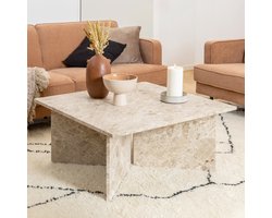 Sohome Vierkante Salontafel Nancie - Marmer - 90 x 90cm - lattebruin