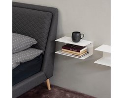 Sohome Wandplankje Myles - met dubbele plank - 35cm - metaal - Wit