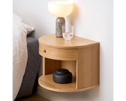 Sohome Zwevend Halfrond Nachtkastje Christobal Eikenfineer, Met 1 lade - Naturel