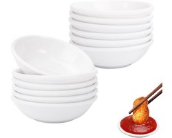 Sojasausschaaltjes, 12 stuks witte sausschaaltjes, 7,2 x 1,9 cm, mini-serveerschalen voor sauzen, dipschaaltjes, herbruikbaar, ronde sojasausschaaltjes, dipsauzenschaaltjes, set, voor sushi