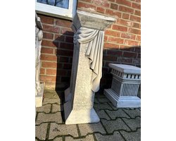 Sokkel - Zuil - 80 cm - met Sierlijk Kleed - Volledig Steen