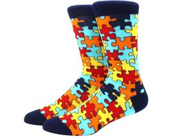 Sokken met Puzzelstukjes - Maat 40-45 - Puzzel sokken voor Dames/Heren - Grappige cadeau voor de Puzzelaar - Autisme