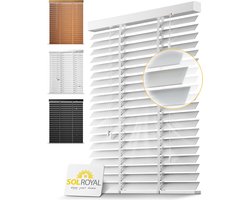 Sol Royal BE5 – Houten Jaloezieen Wit 50 mm Lamellen Extra Breed – 75x180 cm – Eenvoudige Montage aan Muur & Plafond – Echt Hout – Rolgordijn Raam & Deur