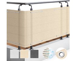 Sol Royal PB2 – Balkonscherm Creme 300 x 90 cm – Balkondoek Waterafstotend – UV Bescherming – incl. Bevestigingsmateriaal
