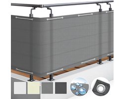 Sol Royal PB2 – Balkonscherm Grijs 500 x 100 cm – Balkondoek Waterafstotend – UV Bescherming – incl. Bevestigingsmateriaal