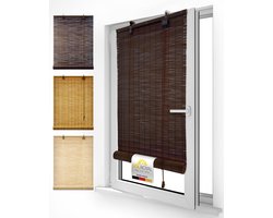 Sol Royal rolgordijn bamboe 110x160 cm SolDecor B86 - rolgordijnen zonder boren - rolgordijnen lichtdoorlatend zonwering bamboo jaloezieën inclusieve klembeugels - Bruin