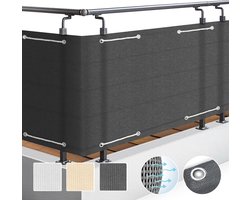 Sol Royal Solvision HB2 – Balkonscherm Antraciet 90x500cm HDPE – Balkondoek Ondoorzichtig Privacyscherm Windbescherming met Bevestiging