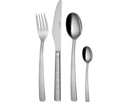 Sola Bali Bestekset 6 persoons - 24 delig - Vaatwasserbestendig - Zilverwit Premium Edelstaal 18/10 - Zilver