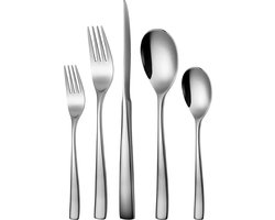 Sola Bestek Set Lotus - 100 Delig Bestekset 12 Persoons - Modern - Vaatwasserbestendig - Zilverwit Premium Edelstaal 18/10 RVS - Zilver