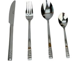 Sola Bestek Set Montana - 24 Delig Bestekset 6 Persoons - Modern - Vaatwasser bestendig - Zilverwit Premium Edelstaal 18/10 RVS - Zilver
