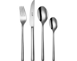 Sola Bestek Set Montreux - 24 Delig Bestekset 6 Persoons - Modern - Vaatwasserbestendig - Zilverwit Premium Edelstaal 18/10 RVS - Zilver
