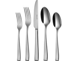 Sola Durban Bestekset - 90 delig - 9 personen - Vaatwasserbestendig - Zilverwit Premium Edelstaal 18/10 - Zilver