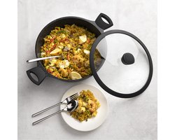 Sola Fair Cooking Hapjespan - Ø 28 cm - Zwart/wit - Inclusief deksel
