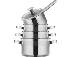 Sola Furore Pfas vrije pannen - 4-delig - Premium RVS Pannen - Geschikt voor Elke Warmtebron - PFAS Vrij - Zilver