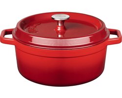Sola Gietijzeren Braadpan - Ø 28 cm - Oranje/rood - Inclusief deksel