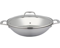 Sola Green cooking Wokpan - Ø 32 cm - Zilver - Inclusief deksel