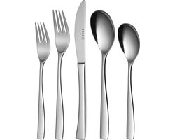 Sola Lotus Bestekset - 50 delig - 6 personen - Vaatwasserbestendig - Zilverwit Premium Edelstaal 18/10 - Zilver