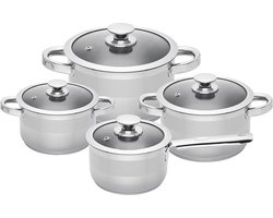 Sola Pannenset Furore Inductie - 4-delig - Ø 16 cm - Premium RVS Pannen - Kookpannen met Steelpan - Geschikt voor Elke Warmtebron - PFAS Vrij - Zilver