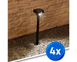 Sola prikspot 'Move II' - Voordeelset van 4 stuks - Met bewegingssensor - Warm wit licht - 45cm hoog - Padverlichting buiten met sensor - Zwart