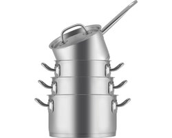 Sola Profiline Pfas vrije pannen - 4-delig - Premium RVS Pannen - Geschikt voor Elke Warmtebron - PFAS Vrij - Zilver