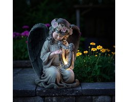 Solar Angel Garden Statues - Guardian Angel Figure met LED Harp - Weerbestendig - Grave Decoration voor Cemetery - Elegante Buitenversiering - Geschenken - Fairy Angel Decoratie voor Lawn en Courtyard