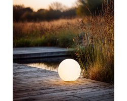 Solar bol lamp 'Gemini' - 20 cm - Buitenlamp op zonne-energie met afstandsbediening - Warm wit 3000K - Tuinverlichting voor tuin en terras - Wit