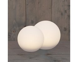 Solar bol lampen - set 2x - kunststof - D25 cm en D30 cm - warm wit - tuinverlichting