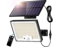 Solar buitenlamp met afstandsbediening – LED tuinverlichting op zonne-energie, IP65 waterdichte wandlamp voor tuin, oprit, terras en villa gevel – gescheiden zonnepaneel – 15,5 x 14,5 x 5,5 cm